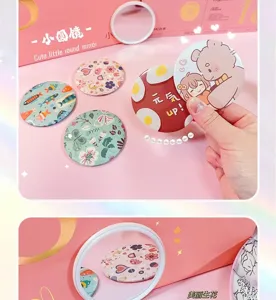 Cute cartoon pocket round mirror portable makeup compact mirror for women and students.