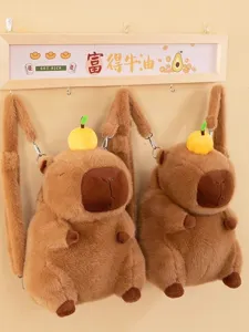 Cute Capybara Plush Backpack Cartoon Animal Soft Stuffed Toy Shoulder Bag Casual Daily Daypack For Kids Girls Gifts