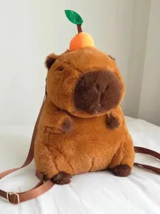 Cute Capybara plush backpack, soft animal shoulder bag and funny crossbody daypack for daily use.