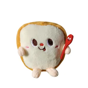 Kawaii Cartoon Food Plush Keychain Cute Fried Chicken Toast Burger Fries Key Ring Soft Stuffed Doll Bag Pendant Gift