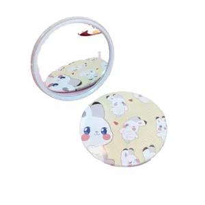 Cute cartoon bunny pocket round mirror portable double sided cosmetic compact mirror for daily use