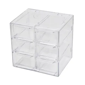 Boite de rangement de bureau a tiroirs 6 grilles transparente pour cosmetiques papeterie.