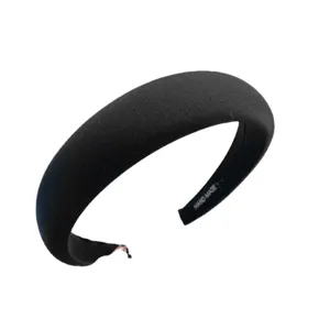 Elegante diadema acolchada de esponja negra para peinado voluminoso estilo minimal