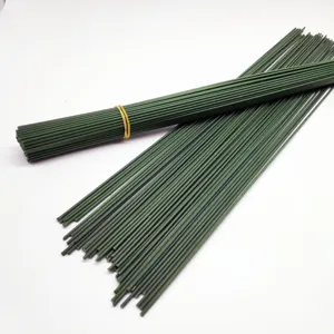 Green floral wire stems 40cm for DIY rose bouquets and flower arrangements crafting.