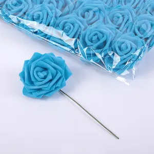 Helle blaue künstliche PE Schaumstoff Rosen mit Stiel für Hochzeiten und DIY Dekorationen.