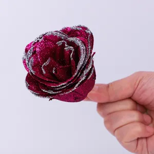 Kunstmatige glitter rozenbloemkop voor DIY boeketten, huwelijksdecoraties en Valentijn.