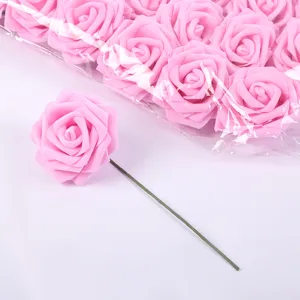 PE Schaumstoff Rosen künstlich mit Stiel bulk Hochzeitsstrauß Party Deko rosa Blume 8cm