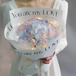 Artificial Rose Soap Flower Heads Multi Color Fake Flowers For Valentine Gift DIY Bouquet Home Wedding Decoration