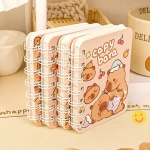 Set of cute A7 Capybara cartoon spiral notebooks for journaling and student notes