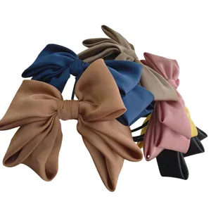 Oversized satin bow headbands in multiple colors with thin band Korean style design