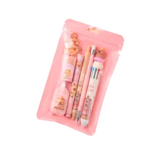 Capybara Schrijfwaren Set Schattige Cartoon Student Schoolbenodigdheden Cadeau Doos Met Etui Pennen Correctieband Zeven Stuks Set