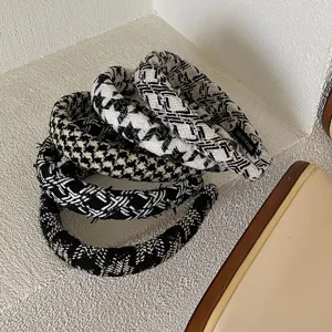 Lot de serre-têtes en tricot rembourrés avec motifs en tweed et pied-de-poule