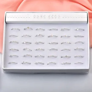 Koreanische Mode Verstellbarer Offener Ring Für Damen Versilbertes Kupfer Zirkonia Herz Stern Schmetterling Geometrischer Ring