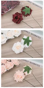PE schuim kunstmatige rozen bloemen met stengel voor DIY boeket huis bruiloft decoratie.