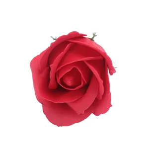 Red artificial soap rose flower head for Valentine day gift box DIY bouquet making material.