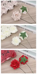Kunststof PE schuim rozen bloemhoofden met stelen voor DIY boeketten en geschenkdoos decor