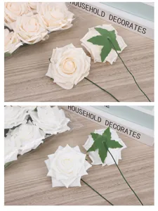 Kunstmatige PE schuim rozenbloemhoofdjes met stelen voor DIY boeketten en geschenkdoos decor.