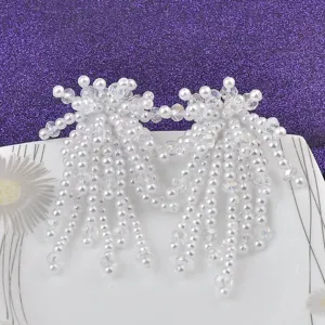Elegante Süße Quasten Künstliche Perle Ohrhänger Für Damen Lange Fransen Strass Ohrstecker Clip Auf Ohrringe Mode Schmuck Geschenk
