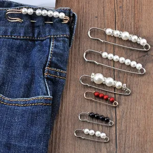 Juego de Broches de Alfiler de Aleación de Perlas Artificiales Ajustador de Cintura de Strass Para Accesorios de Ropa de Mujer