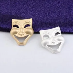 Anstecknadeln mit Theatermasken in Gold und Silber im Punk-Stil für Herrenmode