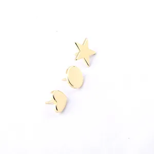 Minimalist gold geometric mini brooch set with star heart and circle shapes