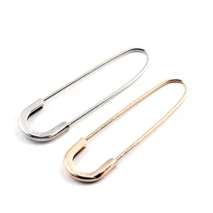 Stylish silver and rose gold oversized safety pin brooches for sweaters and scarves