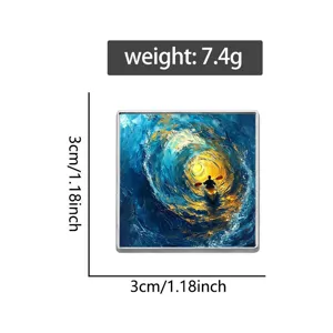 Macro view of artistic ocean wave brooch showing 3cm size and 7.4g weight