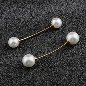 Paar elegante Doppelperlen-Brosche für Ausschnitt, Schals und Strickjacken-Zubehör