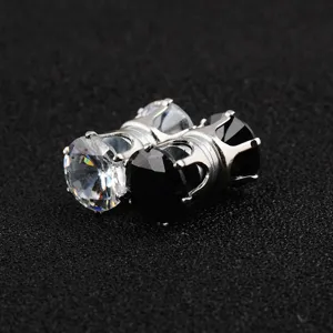 Magnetische Kronen-Ohrstecker für Herren mit schwarzen und klaren Zirkoniasteinen
