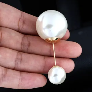 Große Doppelköpfige Künstliche Perle Sicherheitsnadel Brosche Elegante Schal Schnalle Kupfer Stecknadel Für Damen Accessoires