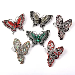 Eleganter Legierung Strass Schmetterling Brosche Vintage Hohl 3D Tier Brustnadel Für Mantel Cheongsam Damen Bankett Schmuck Zubehör
