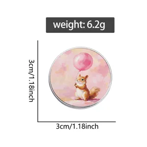 Close-up of squirrel brooch with balloon showing 3cm size and 6.2g weight specifications