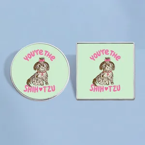 Cartoon Shih Tzu Hond Brosche Leuke Strik Dier Patroon Emaille Badge Vergulde Zinklegering Pin Voor Huisdier Liefhebbers Cadeau Sieraden
