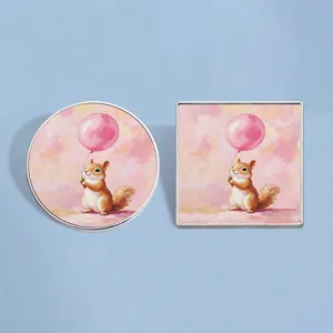 Macaron Cute Squirrel Holding Balloon Metal Brooch Badge Pin Cartoon Animal Electroplated Jewelry For Backpack Decor Unisex Gift