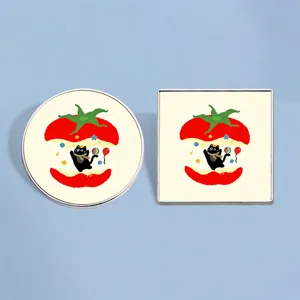 Cute Cartoon Zinc Alloy Round Square Cat Enamel Brooch Pin Colorful Animal Metal Badge For Clothes Backpack Accessories Women Men Jewelry