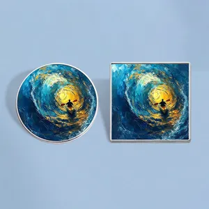 Impressionist Oil Painting Wave Kayak Brooch Art Style Enamel Pin Zinc Alloy Badge Clothing Backpack Accessories Gift