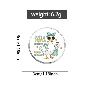 Detailed mama duck enamel badge with dimensions 3cm and weight 6.2g for clothing
