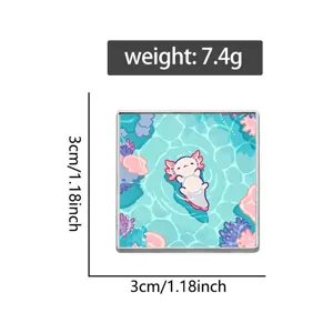 Vue détaillée de la broche axolotl avec dimensions de 3 cm et poids de 7,4 g.