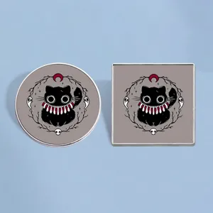 Spilla in Smalto Gatto Nero Gotico Scuro Lega di Zinco Halloween Teschio Fantasma Luna Distintivo per Vestiti Zaino Accessori Gioielli Regalo