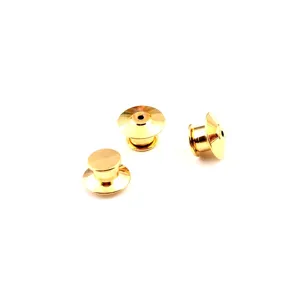 Three pieces of gold plated metallic pin backs for DIY brooch jewelry making accessories