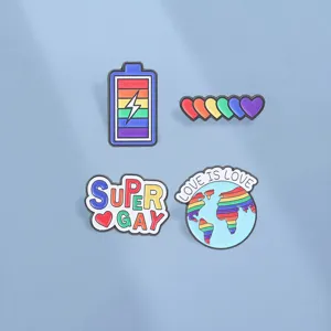 Rainbow Pride Enamel Pin Badge Love Is Love Earth Battery Heart Super Gay Zinc Alloy Brooch For Clothing Bags Accessory