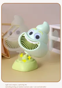 Cute cartoon desk fan USB rechargeable portable mini fan with adjustable angle for summer.