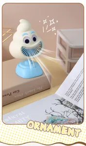 Cute cartoon desktop USB fan with portable design, adjustable angle and powerful airflow.