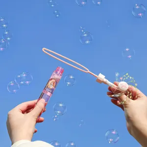 Handheld bubble wand toy with cute pinwheel design, perfect for kids outdoor play.