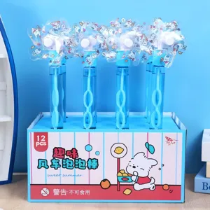 Children windmill bubble wand stick toy 12pcs colorful outdoor fun game for kids wholesale