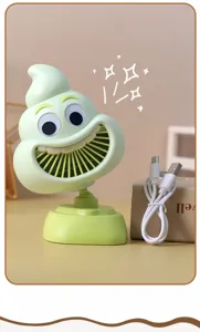 Cute cartoon desktop USB rechargeable fan with funny expression, portable cooling cooling fan.