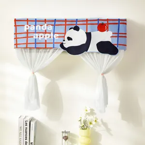 Panda pattern air conditioner dust cover with mesh curtain, home decorative wind deflector.