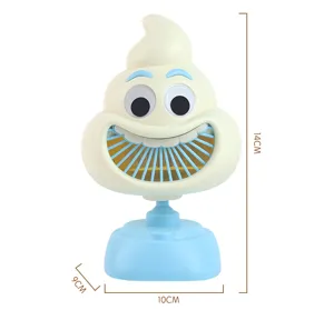 Cartoon creative desk fan USB rechargeable cute mini fan with funny expression 14cm