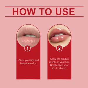 Lip balm usage instruction infographic showing step by step application guide for moist lips