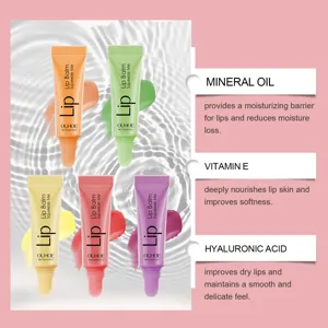 OUHOE moisturizing lip balm set with mineral oil and vitamin E for dry lips repair and care.
